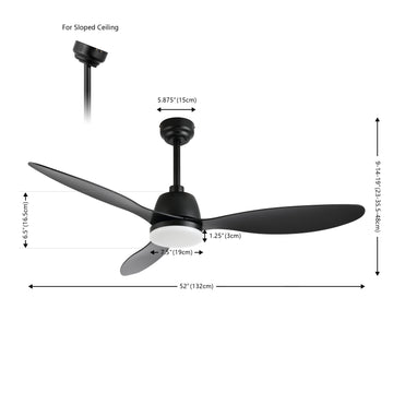 Audie 52" Classic Industrial Iron/Plastic Mobile-App/Remote-Controlled 6-Speed Propeller Integrated LED Ceiling Fan - JONATHAN Y